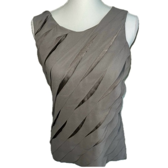 Ann Taylor Pleated Ruffled Front Blouse, Dark Taupe - Picture 5 of 5